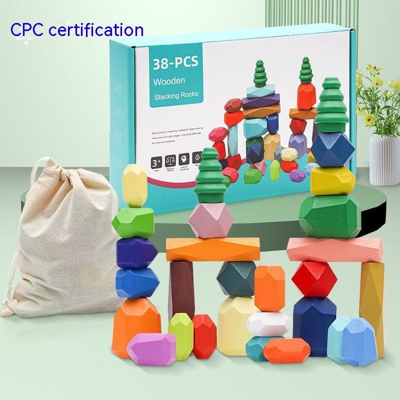 Montessori Wooden Stone Building Blocks
