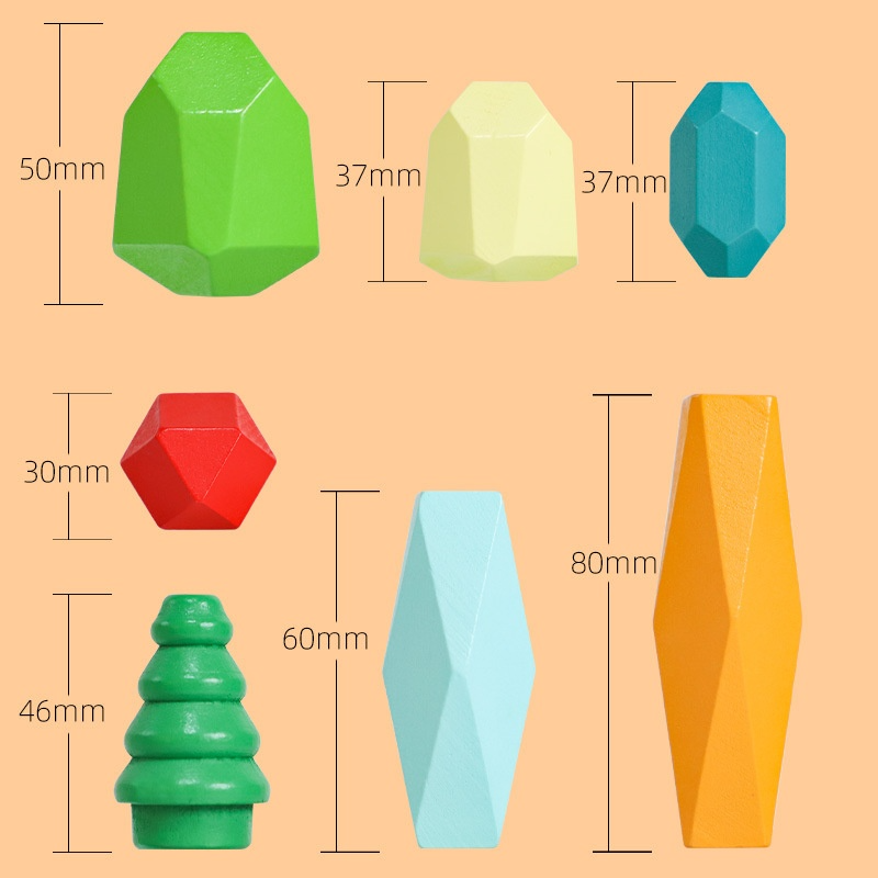 Montessori Wooden Stone Building Blocks