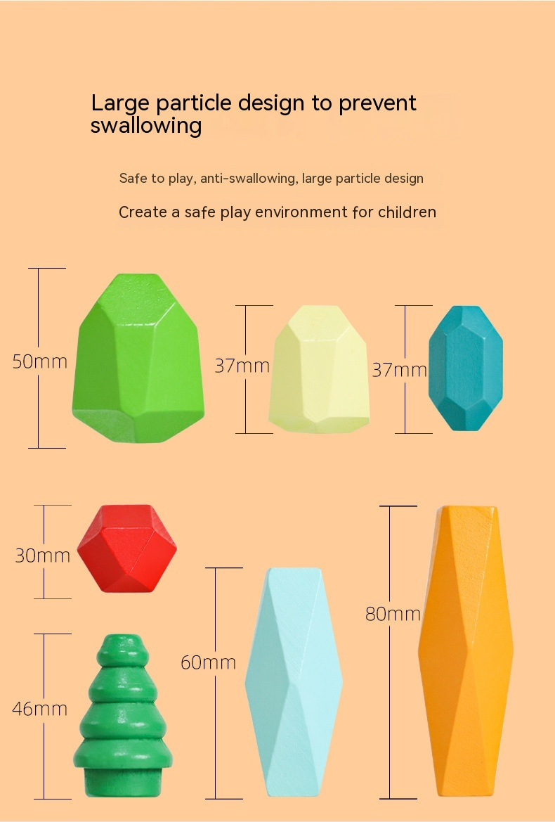 Montessori Wooden Stone Building Blocks