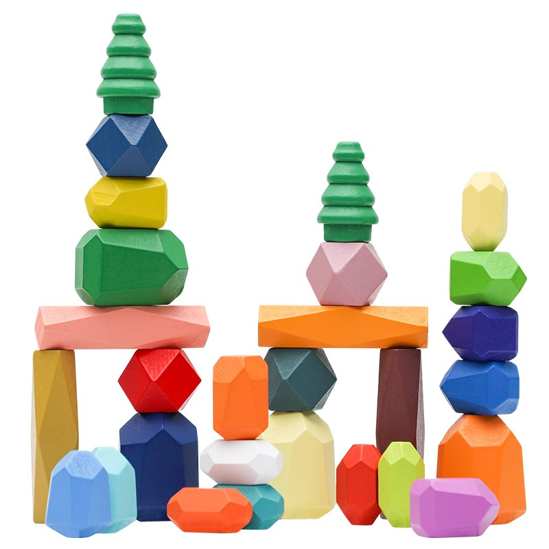 Montessori Wooden Stone Building Blocks