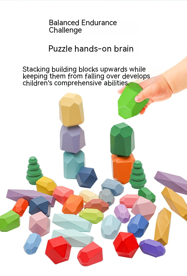 Montessori Wooden Stone Building Blocks