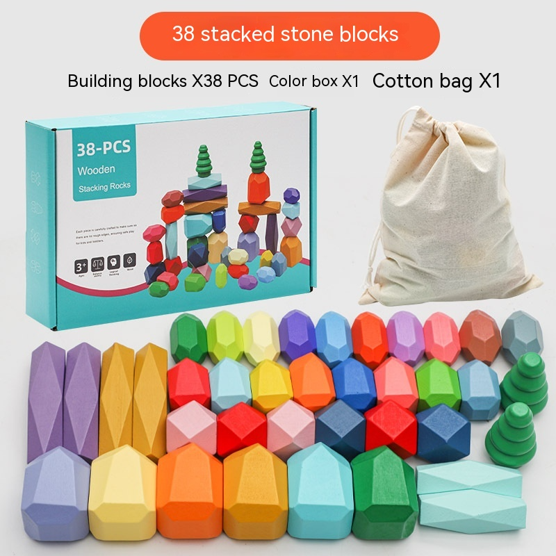 Montessori Wooden Stone Building Blocks