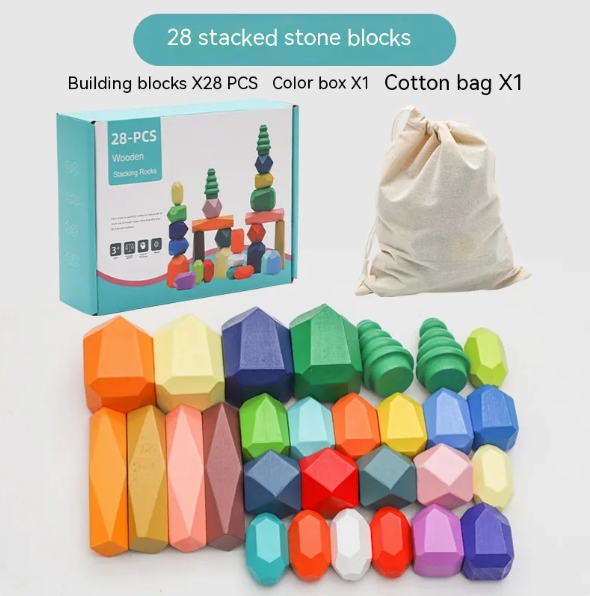 Montessori Wooden Stone Building Blocks