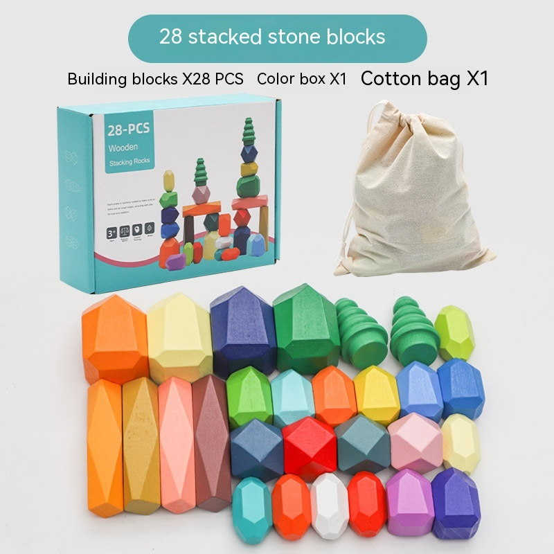 Montessori Wooden Stone Building Blocks